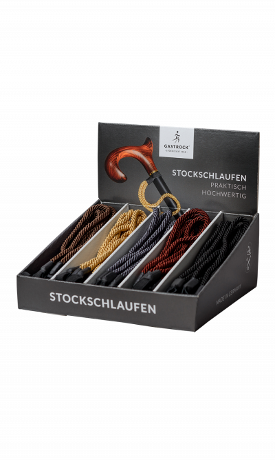 KORDEL-STOCKSCHLAUFEN-DISPLAY, ALLE FARBEN 